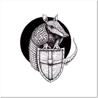 Armadillo with Shield funny t-shirt Posters and Art